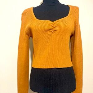 Hazel Moon Brown Ribbed Cropped Sweater